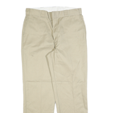 DICKIES Mens Beige Cotton Blend Regular Straight Trousers W36 L32 Workwear