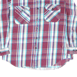DEKOTA Mens Maroon Blue Check Shirt L Cotton Blend Flannel Casual