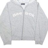 REEBOK Womens Grey Zip Up Hoodie UK 12 Cotton Blend Casual Sweatshirt