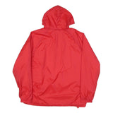 CHARLES RIVER Mens Red Nylon Hooded Jacket L Plain Water Resistant Zip
