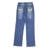 Y&F Womens Regular Fit Blue Denim Jeans Cotton Blend W30 L32 Embroidered Pockets