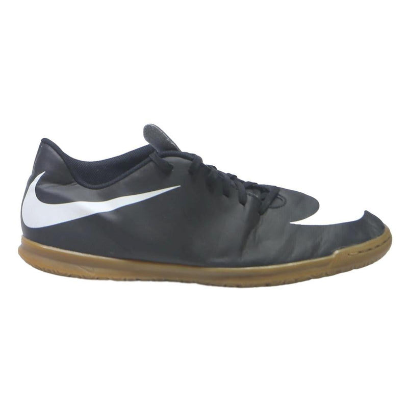 NIKE Tiempo Mens Lace-Up Trainers Black White Leather UK 10 Indoor Sports