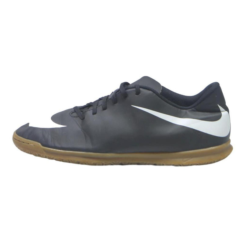 NIKE Tiempo Mens Lace-Up Trainers Black White Leather UK 10 Indoor Sports