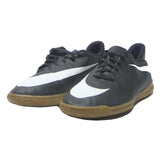 NIKE Tiempo Mens Lace-Up Trainers Black White Leather UK 10 Indoor Sports