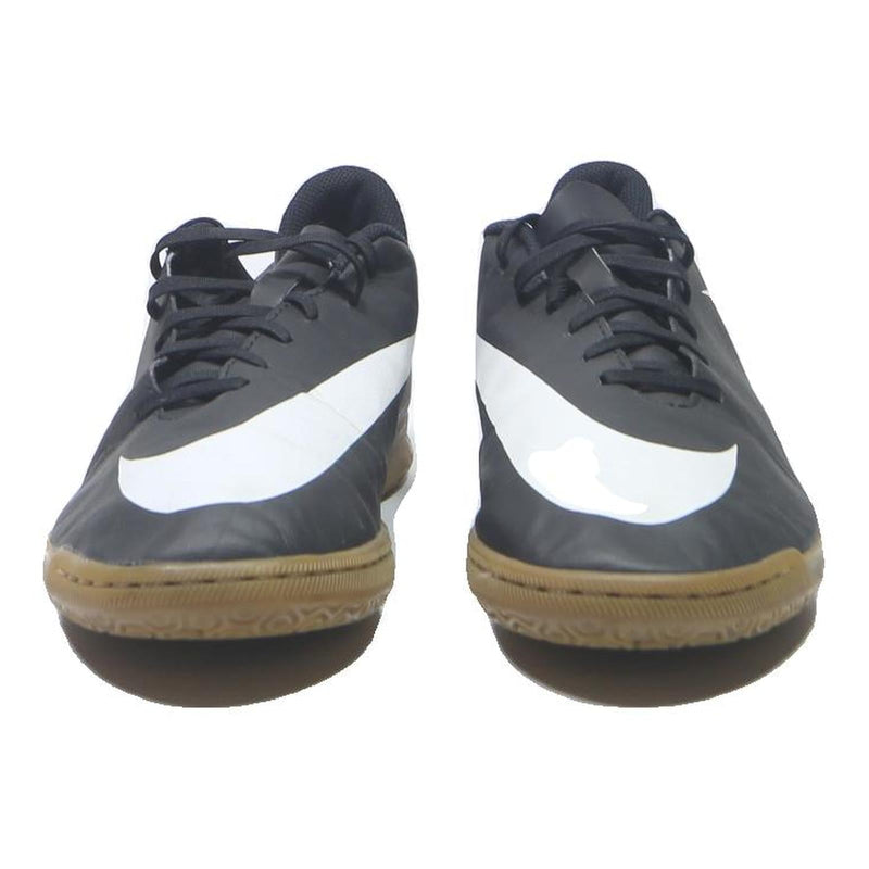 NIKE Tiempo Mens Lace-Up Trainers Black White Leather UK 10 Indoor Sports