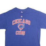 MAJESTIC Mens Blue Chicago Cubs Graphic T-Shirt L Short Sleeve Crew Neck Sports