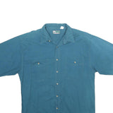 TIMBER TRAIL Mens Blue Shirt L Short Sleeve Cotton Casual Pocket Button