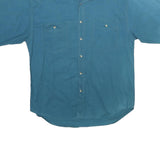 TIMBER TRAIL Mens Blue Shirt L Short Sleeve Cotton Casual Pocket Button
