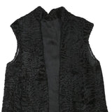Womens Black Faux Fur Sleeveless Jacket M Polyester Blend Plush Warm Soft