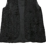 Womens Black Faux Fur Sleeveless Jacket M Polyester Blend Plush Warm Soft