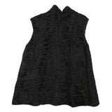 Womens Black Faux Fur Sleeveless Jacket M Polyester Blend Plush Warm Soft