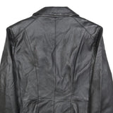 EAST5TH Womens Black Leather Button Jacket L Smooth Classic