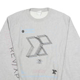 CHAMPION Mens Grey Crew Neck M REVXP Graphic Sweatshirt Cotton Blend Pullover