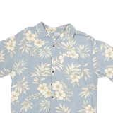 HALFMOON BAY Mens Blue Floral Cotton Blend Shirt L Casual Hawaiian Style Summer
