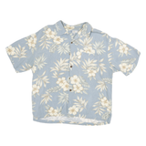 HALFMOON BAY Mens Blue Floral Cotton Blend Shirt L Casual Hawaiian Style Summer