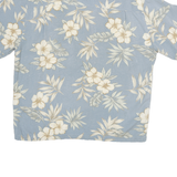 HALFMOON BAY Mens Blue Floral Cotton Blend Shirt L Casual Hawaiian Style Summer