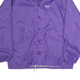 DUNBROOKE Mens Purple Nylon Coach Jacket L Button Plain Lightweight Outerwear
