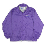DUNBROOKE Mens Purple Nylon Coach Jacket L Button Plain Lightweight Outerwear