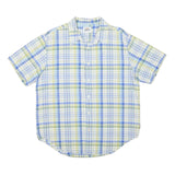 LEVI'S Mens Blue Green Shirt L Cotton Blend Short Sleeve Plaid Summer Casual