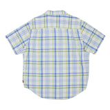 LEVI'S Mens Blue Green Shirt L Cotton Blend Short Sleeve Plaid Summer Casual
