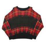 TOMMY HILFIGER Womens Red & Black Patterned Jumper Crew Neck Basic Knit L