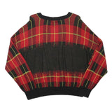 TOMMY HILFIGER Womens Red & Black Patterned Jumper Crew Neck Basic Knit L