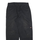 DICKIES Mens Regular Black Cotton Blend Trousers W36 L32 Workwear Zip Closure