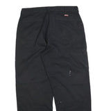 DICKIES Mens Regular Black Cotton Blend Trousers W36 L32 Workwear Zip Closure