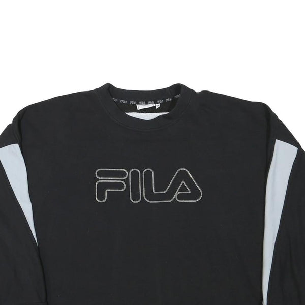FILA Womens Black & Grey Logo Crew Neck M Sweatshirt Cotton Blend Casual