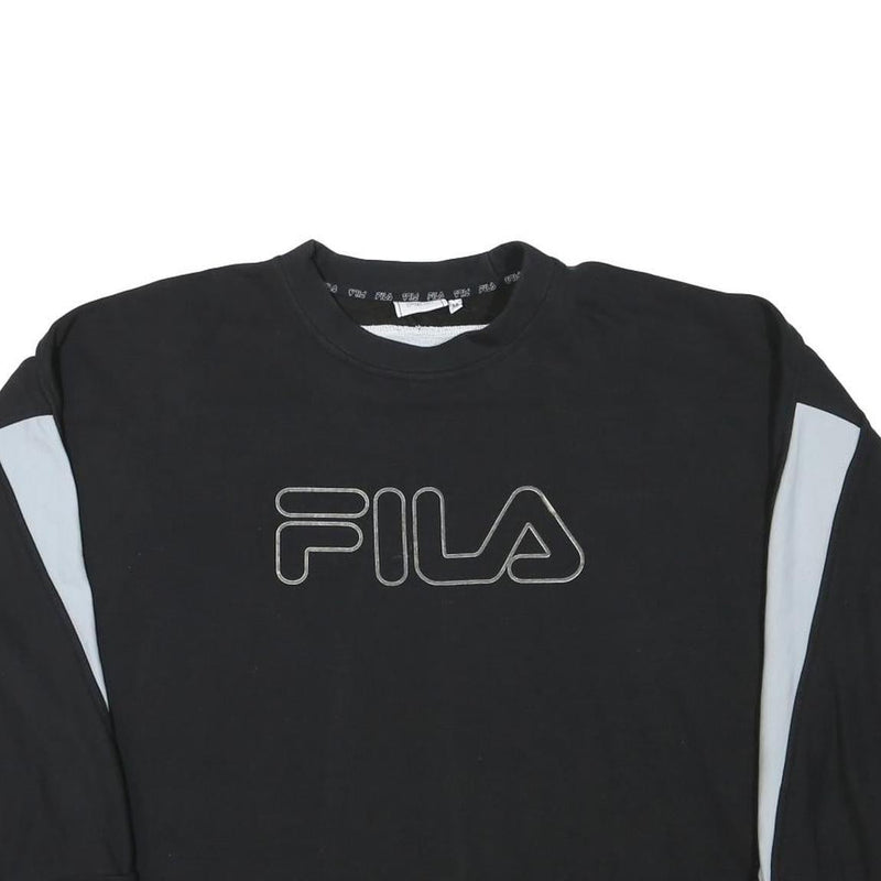 FILA Womens Black & Grey Logo Crew Neck M Sweatshirt Cotton Blend Casual