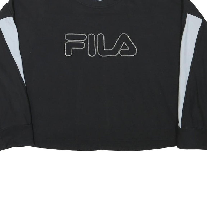 FILA Womens Black & Grey Logo Crew Neck M Sweatshirt Cotton Blend Casual