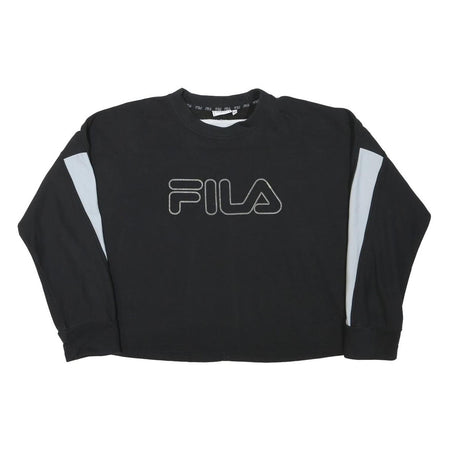 FILA Womens Black & Grey Logo Crew Neck M Sweatshirt Cotton Blend Casual