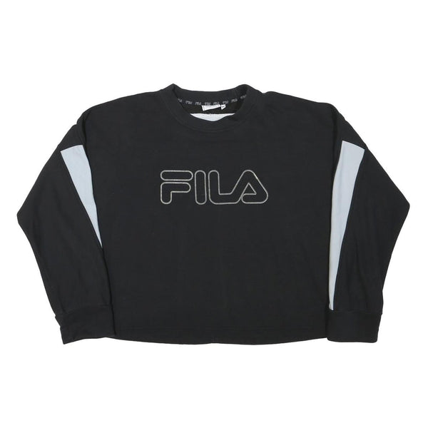 FILA Womens Black & Grey Logo Crew Neck M Sweatshirt Cotton Blend Casual