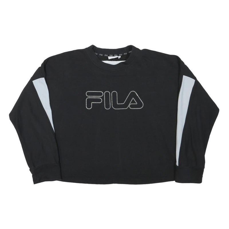 FILA Womens Black & Grey Logo Crew Neck M Sweatshirt Cotton Blend Casual