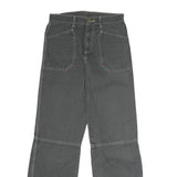 LEE Mens Cotton Blend Black Regular Straight Trousers W26 L23 Workwear Zip
