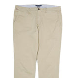 TOMMY HILFIGER Mens Cotton Beige Regular Straight Trousers W34 L30 Casual