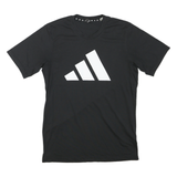 ADIDAS Mens Black Graphic T-Shirt M Short Sleeve Crew Neck Sports Cotton Blend