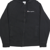 CHAMPION Mens Black Hoodie S Zip Up Cotton Blend Sweatshirt Casual