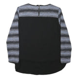 BONITA Womens Grey & Black Striped Pattern Cotton Blend Jumper Round Neck Basic