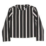 ZARA Womens Black & White Striped Top Long Sleeve Round Neck M Stylish