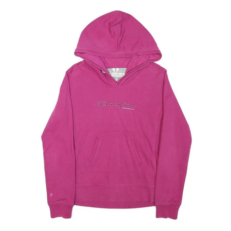 CHAMPION Girls Pink Hoodie M Cotton Blend Casual Pullover Sweatshirt