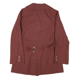 Womens Brown Button Jacket M Polyester Blend Classic Mid Length Stylish