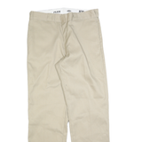 DICKIES Mens Cotton Blend Beige Regular Straight Trousers W36 L34 Workwear