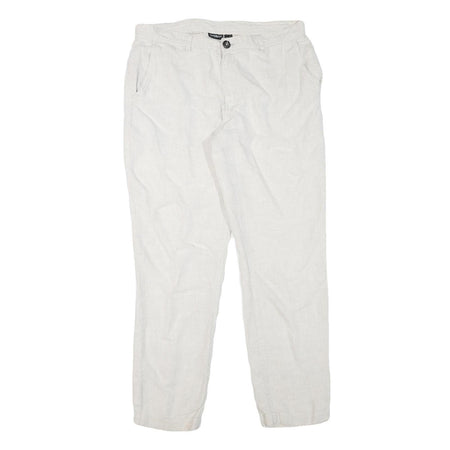 LIVERGY Mens Linen Blend White Slim Straight Leg Trousers W32 L29 Summer Wear