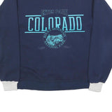 BEEZIL Womens Blue & White Colorado Pullover Sweatshirt L Rocky Mountain Graphic