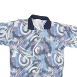 CARLETTI Mens Blue & Grey Swirl Print Short Sleeve Polo Shirt XL Cotton Blend