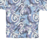 CARLETTI Mens Blue & Grey Swirl Print Short Sleeve Polo Shirt XL Cotton Blend