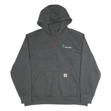 CARHARTT Mens Grey Newpark 1/4 Zip Hoodie 2XL Workwear Sweatshirt