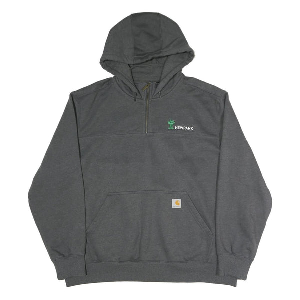CARHARTT Mens Grey Newpark 1/4 Zip Hoodie 2XL Workwear Sweatshirt