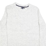 TOMMY HILFIGER Womens White Patterned Cotton Blend Jumper Crew Neck Cable Knit L